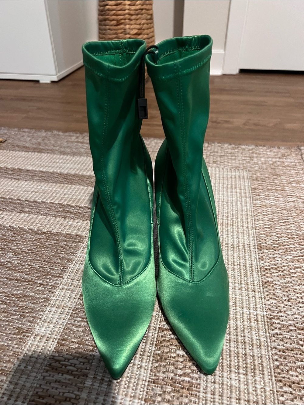 Zara Emerald Green Pointed Sock Boots
